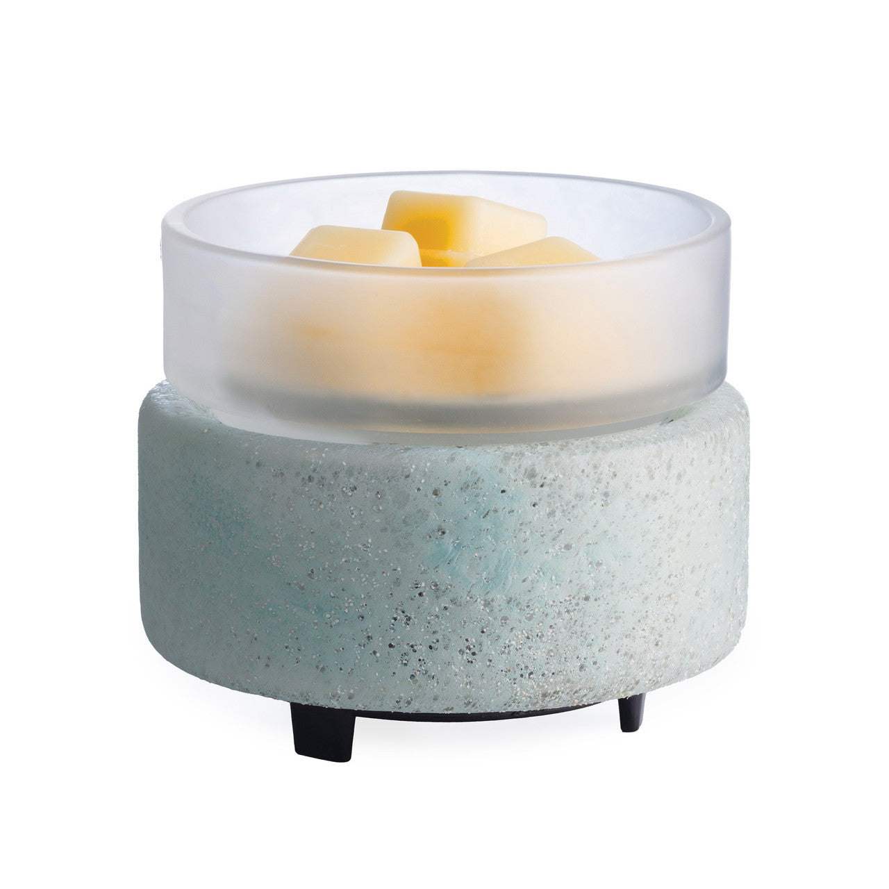Candle Warmers Beach Glass 2-in-1-Duftlampe in Aquamarin mit Duftwachs in der mattierten Glasschale
