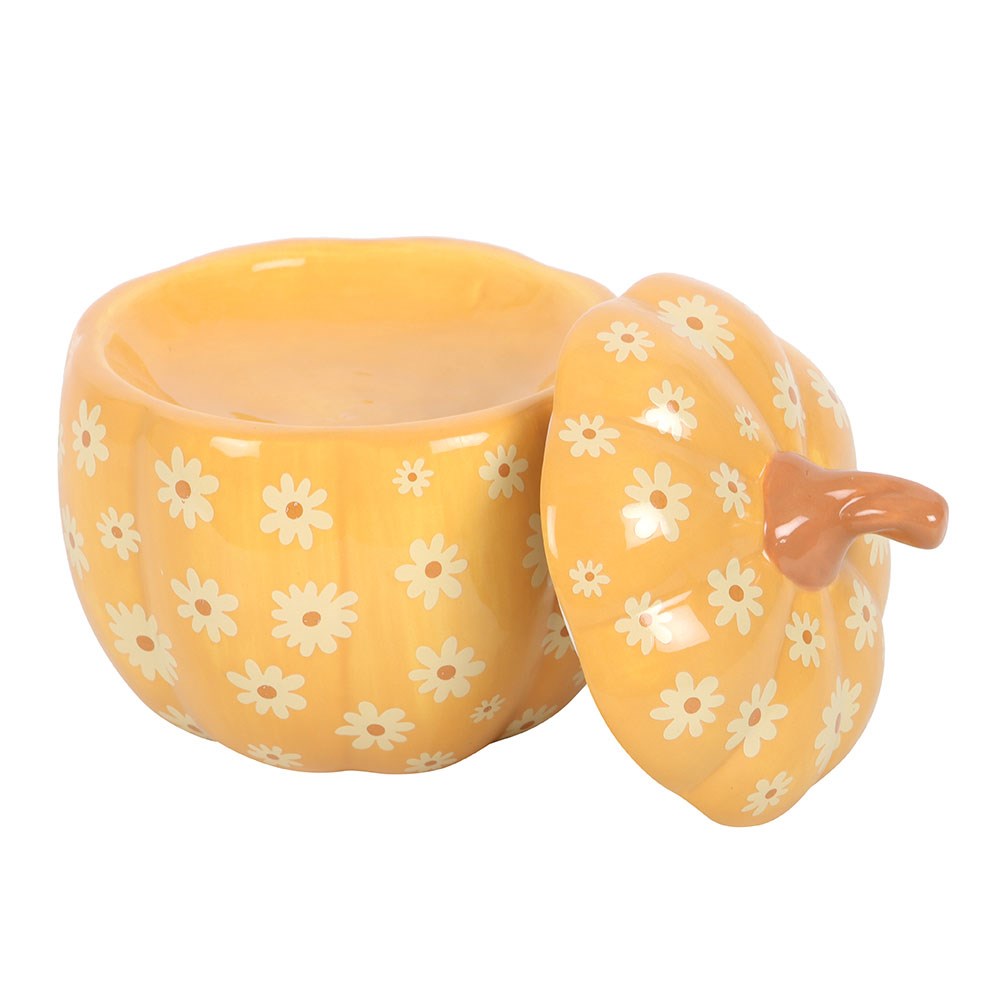 Groovy Floral Pumpkin – Duftölschale mit abgenommenem Kürbisdeckel