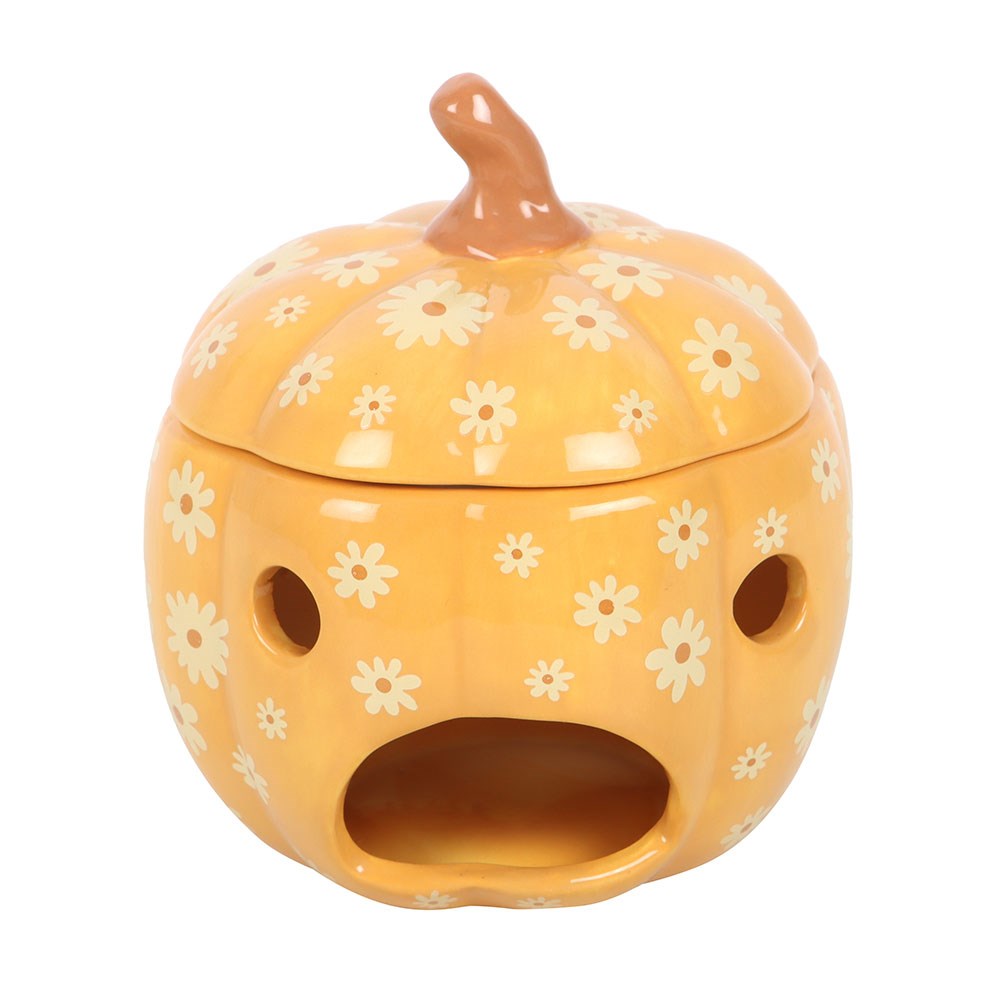 Groovy Floral Pumpkin – Rückseite mit Öffnung für das Teelicht