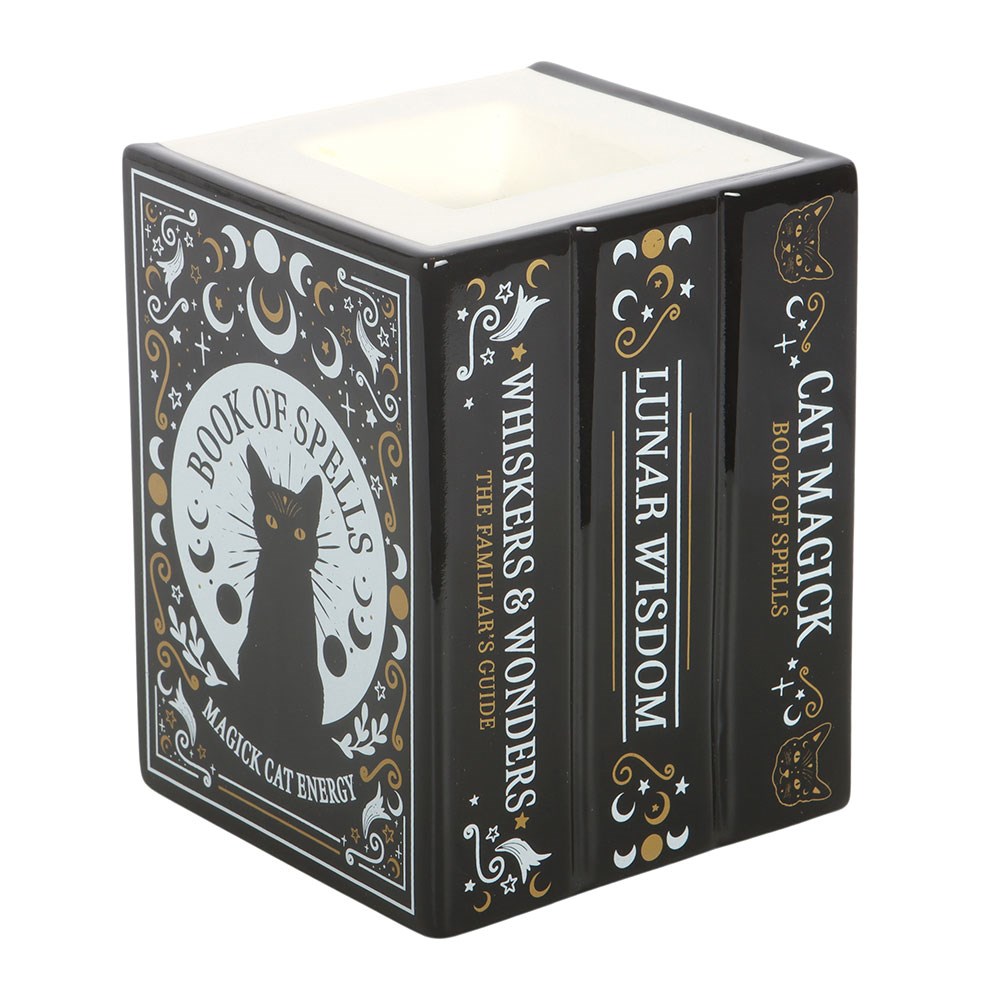 Black Cat Magick Zauberbuch-Stövchen – Seitenansicht