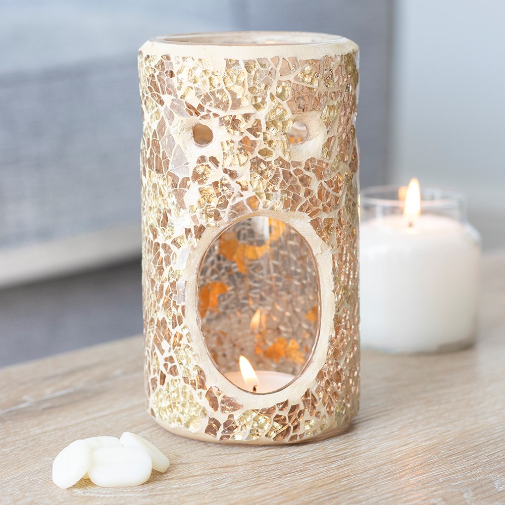 Gold Pillar Crackle Glass Stövchen