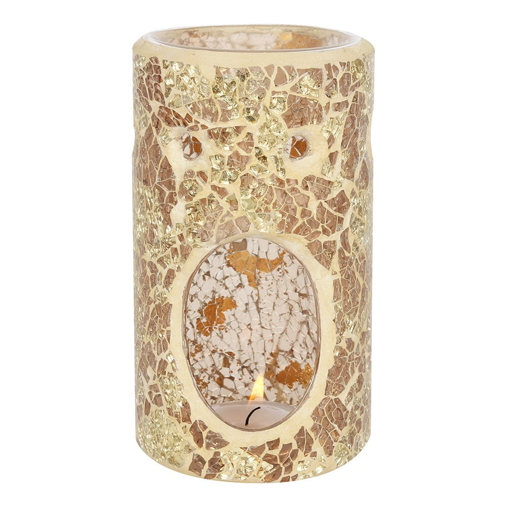 Gold Pillar Crackle Glass Stövchen – Seitenansicht